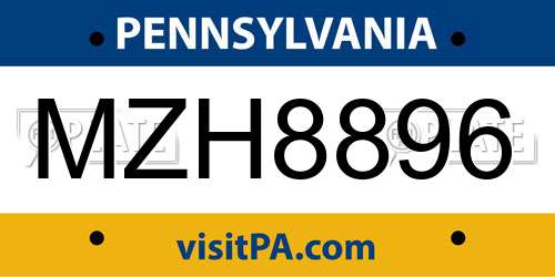 MZH8896 Pennsylvania License Plate
