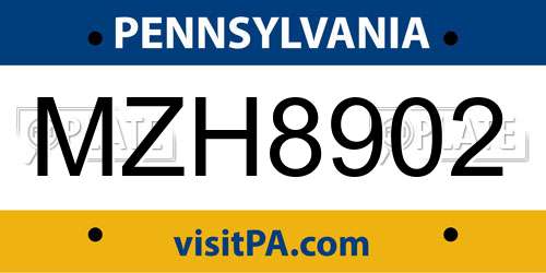 MZH8902 Pennsylvania License Plate