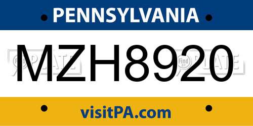 MZH8920 Pennsylvania License Plate