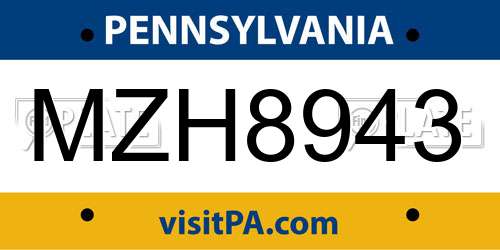 MZH8943 Pennsylvania License Plate