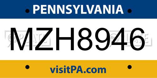 MZH8946 Pennsylvania License Plate