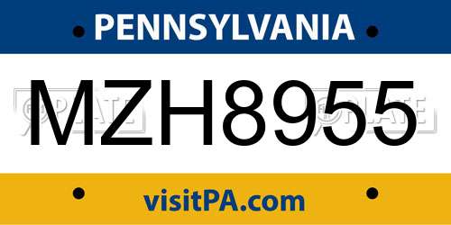 MZH8955 Pennsylvania License Plate
