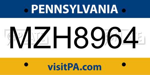 MZH8964 Pennsylvania License Plate