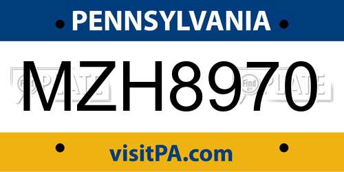 MZH8970 Pennsylvania License Plate