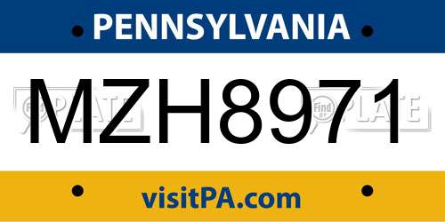 MZH8971 Pennsylvania License Plate