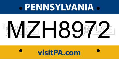 MZH8972 Pennsylvania License Plate