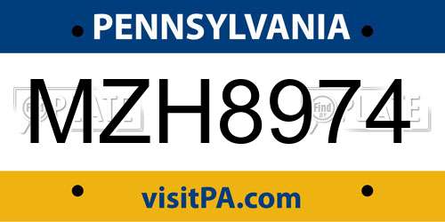 MZH8974 Pennsylvania License Plate