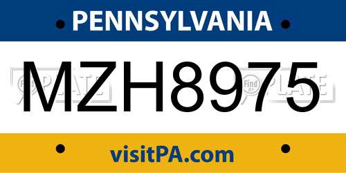 MZH8975 Pennsylvania License Plate