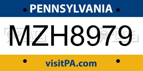 MZH8979 Pennsylvania License Plate