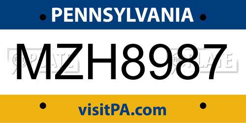 MZH8987 Pennsylvania License Plate