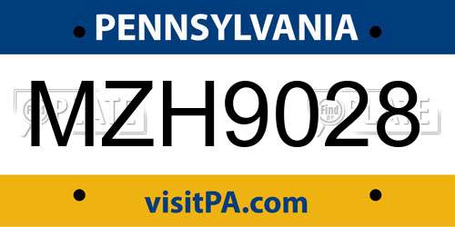 MZH9028 Pennsylvania License Plate