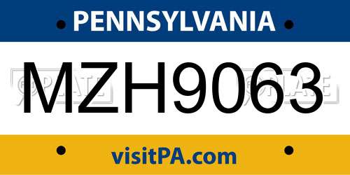 MZH9063 Pennsylvania License Plate