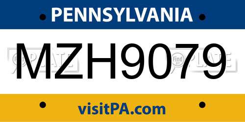 MZH9079 Pennsylvania License Plate