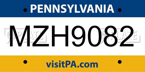 MZH9082 Pennsylvania License Plate