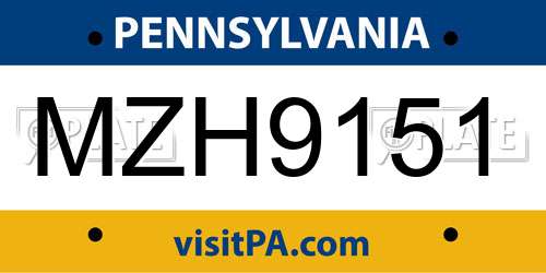 MZH9151 Pennsylvania License Plate