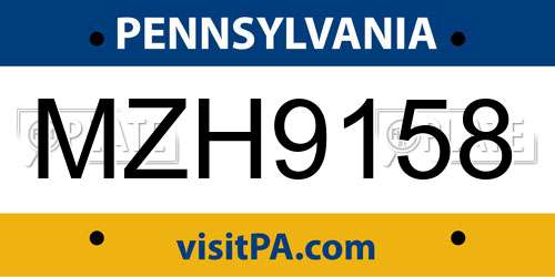 MZH9158 Pennsylvania License Plate