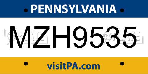 MZH9535 Pennsylvania License Plate