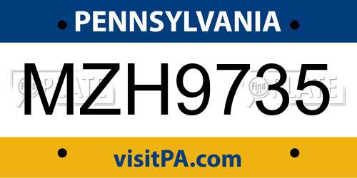 MZH9735 Pennsylvania License Plate
