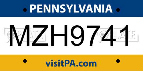 MZH9741 Pennsylvania License Plate