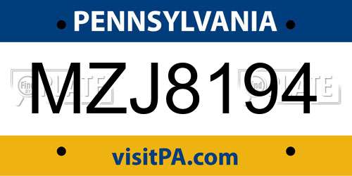 MZJ8194 Pennsylvania License Plate