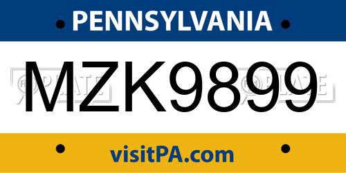 MZK9899 Pennsylvania License Plate