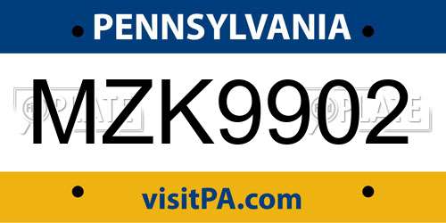 MZK9902 Pennsylvania License Plate