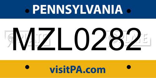 MZL0282 Pennsylvania License Plate