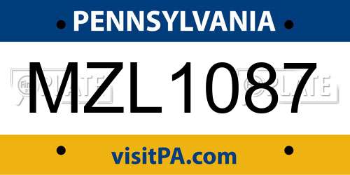 MZL1087 Pennsylvania License Plate