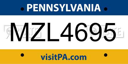 MZL4695 Pennsylvania License Plate