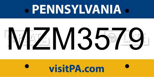 MZM3579 Pennsylvania License Plate