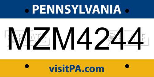 MZM4244 Pennsylvania License Plate