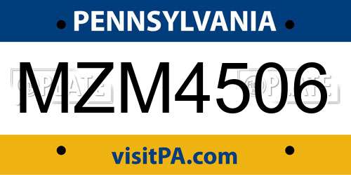 MZM4506 Pennsylvania License Plate