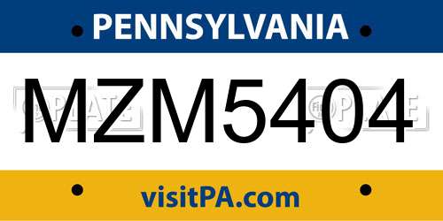 MZM5404 Pennsylvania License Plate