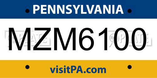 MZM6100 Pennsylvania License Plate