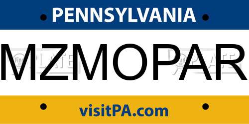 MZMOPAR Pennsylvania License Plate