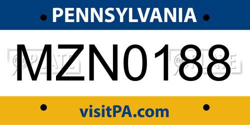MZN0188 Pennsylvania License Plate