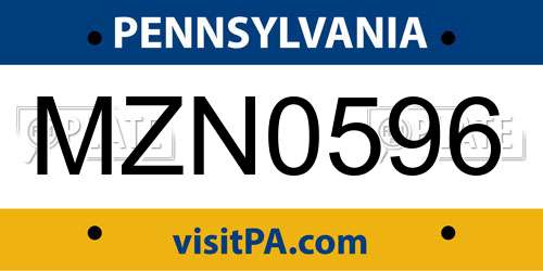 MZN0596 Pennsylvania License Plate