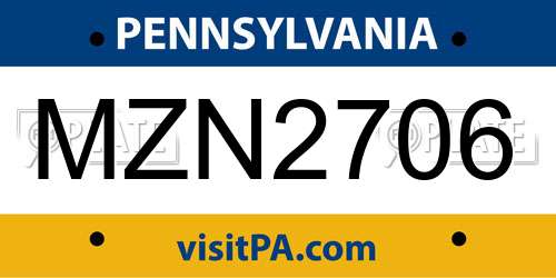 MZN2706 Pennsylvania License Plate