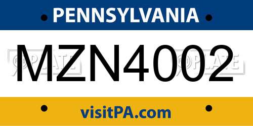 MZN4002 Pennsylvania License Plate