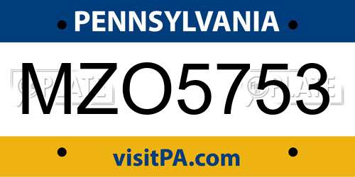 MZO5753 Pennsylvania License Plate