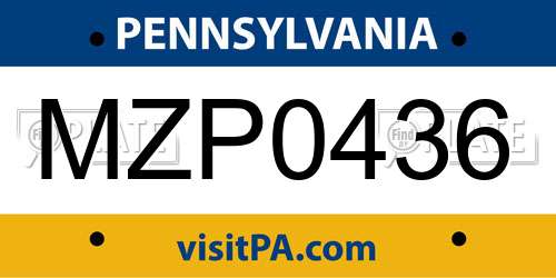 MZP0436 Pennsylvania License Plate