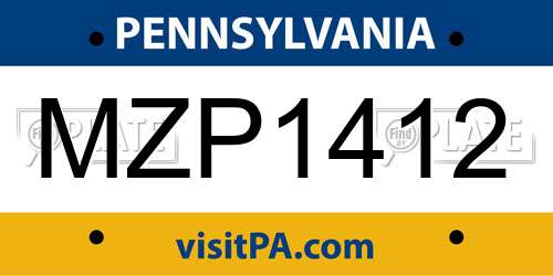MZP1412 Pennsylvania License Plate