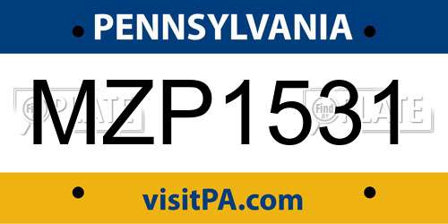 MZP1531 Pennsylvania License Plate