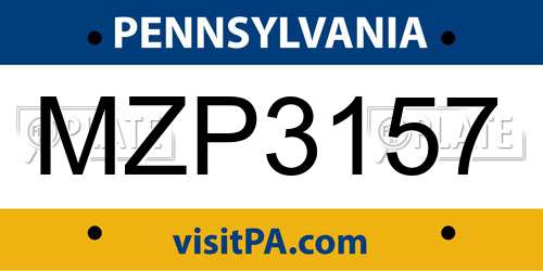 MZP3157 Pennsylvania License Plate