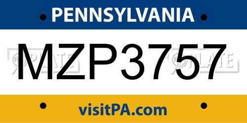 MZP3757 Pennsylvania License Plate