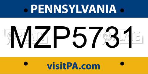 MZP5731 Pennsylvania License Plate