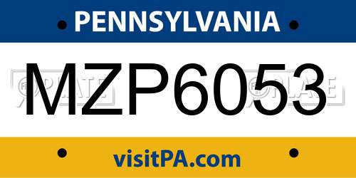 MZP6053 Pennsylvania License Plate