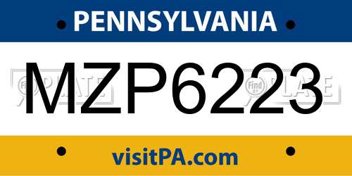 MZP6223 Pennsylvania License Plate
