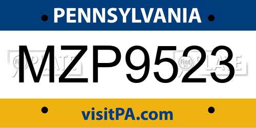 MZP9523 Pennsylvania License Plate