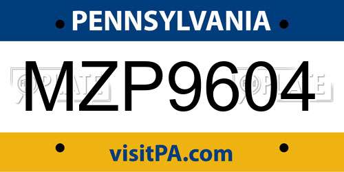 MZP9604 Pennsylvania License Plate